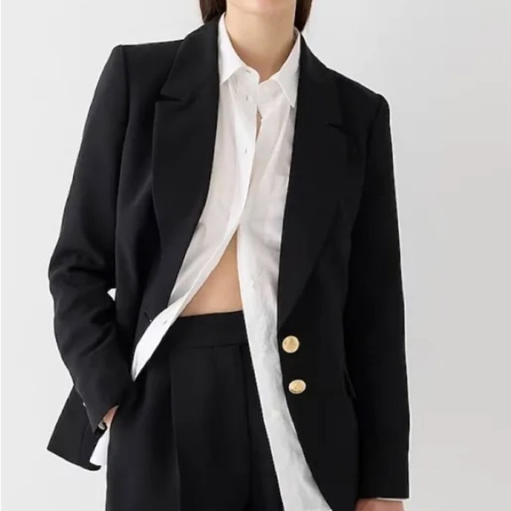 New J.Crew $248 Womens Willa Blazer in City Crepe Black Size 6